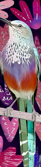 Free bird bookmark featuring a bird with hearts